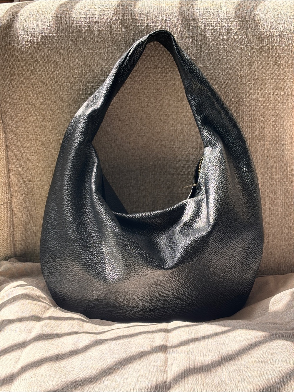 Flattered Alva Shoulder Bag in Black Pebbled Leather